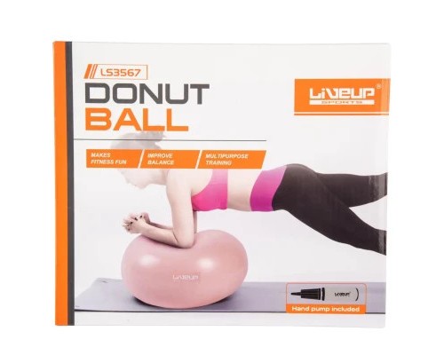 М'яч для фітнесу LiveUp Donut Ball LS3567-p рожевий 45х25см (6951376104165)