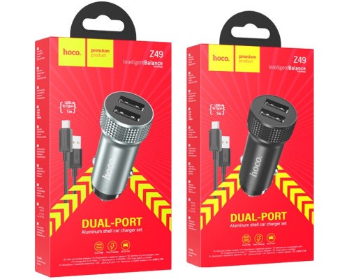 Зарядний пристрій HOCO Z49 Level 2xUSB Metal Gray (6931474795670)