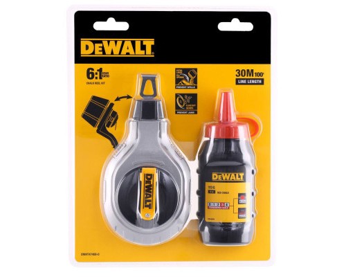 Шнур розмічальний DeWALT 30м, в комплекті крейдяний порошок. (DWHT47408-0)