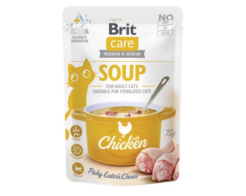Вологий корм для кішок Brit Care Soup with Chicken з куркою 75 г (8595602569175)