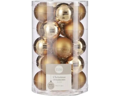Ялинкова іграшка House Of Seasons Скляні кульки 20 шт D4 см Золото (8718861972443)