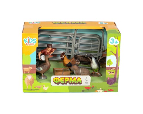 Фігурка Kids Team набір Ферма фермерка, качка, гусак, півень, кролик (Q9899-X14_3)