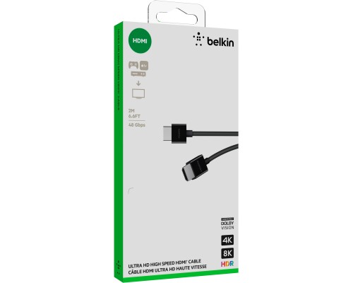 Кабель мультимедійний HDMI to HDMI 2.0m v2.1 High Speed Ethernet Belkin (AV10175BT2MBKV2)