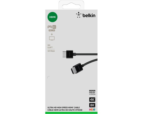 Кабель мультимедійний HDMI to HDMI 2.0m v2.1 High Speed Ethernet Belkin (AV10175BT2MBKV2)
