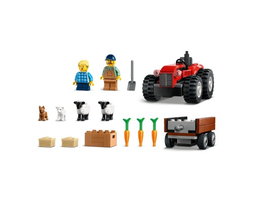 Конструктор LEGO City Червоний фермерський трактор із причепом і вівцями (60461)