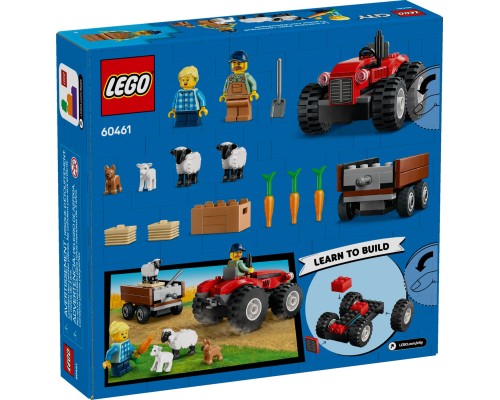 Конструктор LEGO City Червоний фермерський трактор із причепом і вівцями (60461)