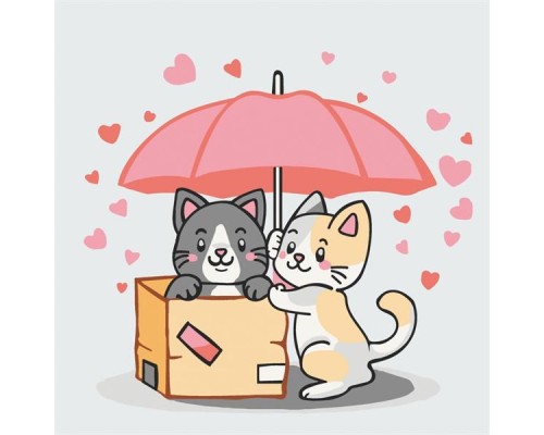 Картина по номерам ArtCraft Котики в коробці 30х30 см (15565-AC)