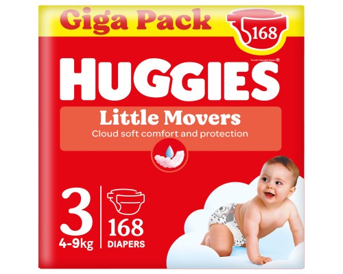 Підгузки Huggies Little Movers 3 (4-9 кг) M-pack, 168 шт (5029053577852)