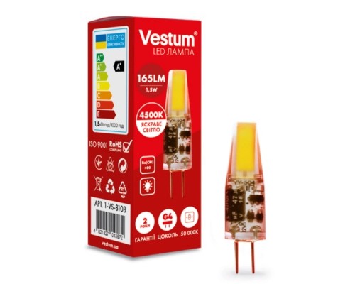 Лампочка Vestum LED COB G4 1,5W 4500K 12V (1-VS-8108)