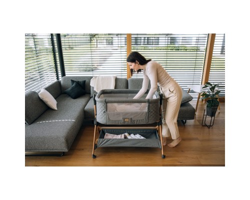 Ліжечко FreeON приліжкове та стільчик для дитини Nest & Feed 2 в 1, grey (84959)