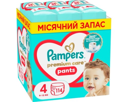 Підгузки Pampers Premium Care Pants Розмір 4 (9-15 кг) 114 шт (8700216829359)
