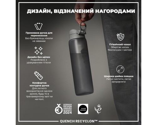 Пляшка для води ION8 OneTouch 1000 мл BPA Free, Grey (I8RF1000GRY)