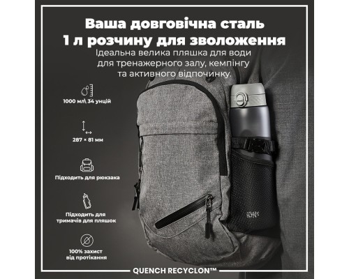 Пляшка для води ION8 OneTouch 1000 мл BPA Free, Grey (I8RF1000GRY)