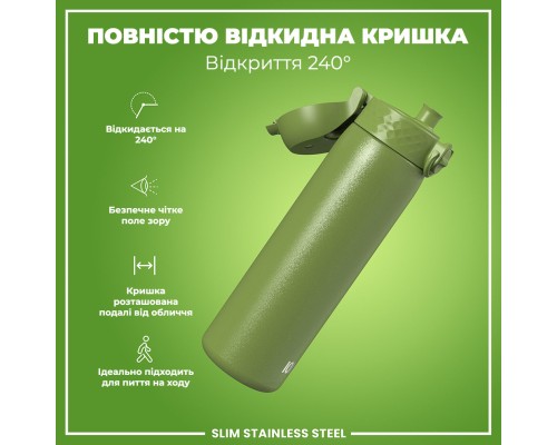 Пляшка для води ION8 OneTouch Stainless Steel 600 мл Khaki Green (I8SS600KGRE)