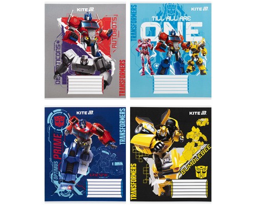Зошит Kite Transformers, 12 аркушів, коса лінія (TF25-235)