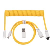Дата кабель USB-C + USB A to USB-C 1.36m Coiled Aviator yellow Keychron (CAB16_KEYCHRON)