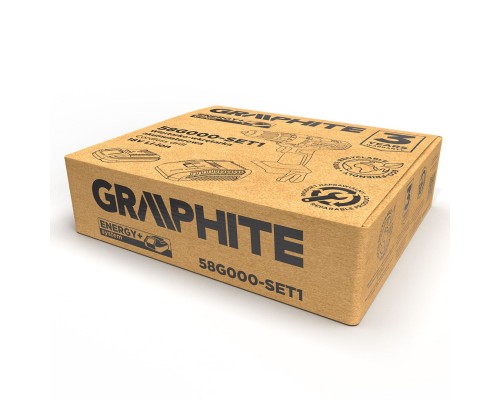 Шуруповерт Graphite Energy+ 18V 1х2Ah, 44Нм, 0-350/0-1250об/хв (58G000-SET1)