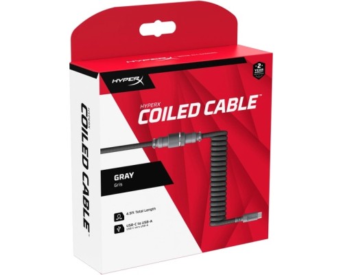 Дата кабель USB 2.0 AM to USB-C 1.37m coiled gray HyperX (6J678AA)