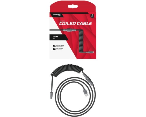 Дата кабель USB 2.0 AM to USB-C 1.37m coiled gray HyperX (6J678AA)
