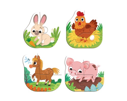 Пазл DoDo 4 в 1 Baby puzzle. Сільські тварини (300686)