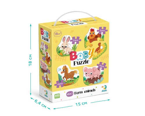 Пазл DoDo 4 в 1 Baby puzzle. Сільські тварини (300686)
