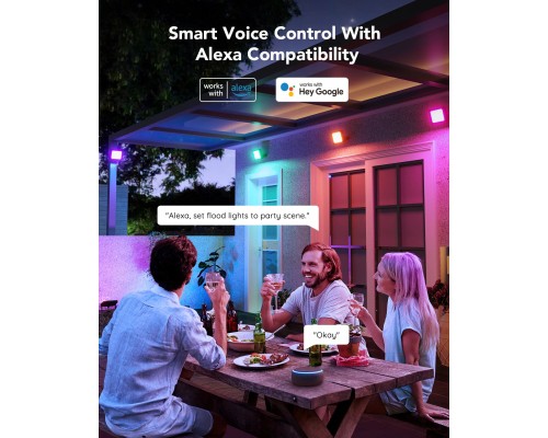 Світильник Govee H7060 LED Smart Flood Lights, 4pcs, RGBICWW, Wi-Fi/Bluetooth, Black (H7060311)