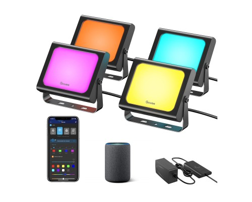Світильник Govee H7060 LED Smart Flood Lights, 4pcs, RGBICWW, Wi-Fi/Bluetooth, Black (H7060311)