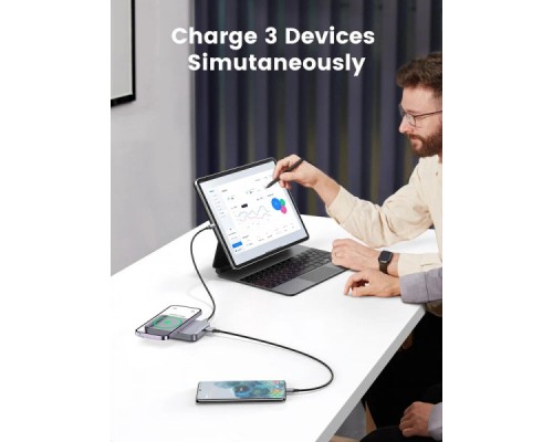 Батарея універсальна Ugreen 10000 mAh 20W PD/3.0, QC/3.0, Magnetic Wireless, USB-A, USB-C In/Out (PB206) (15086)