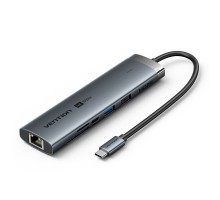 Концентратор VENTION USB-C to HDMI/USB 3.2 Gen 1 Type-C/USB 3.0/USB 2.0/RJ45/SD/TF/PD Docking Station 0.15M Gray Alum (TGUHB)