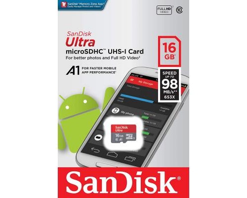 Карта пам'яті SanDisk 16GB microSDHC class 10 UHS-I U1 A1 (SDSQUAR-016G-GN6MN)