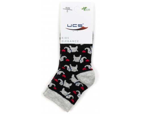 Шкарпетки дитячі UCS Socks зі слониками (M0C0101-2116-3B-black)