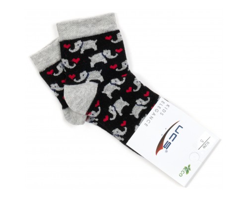 Шкарпетки дитячі UCS Socks зі слониками (M0C0101-2116-3B-black)
