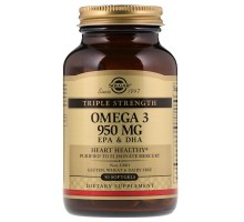 Жирні кислоти Solgar Омега-3, ЕПК і ДГК, Triple Strength, 950 мг, 50 желатинових (SOL-02057)