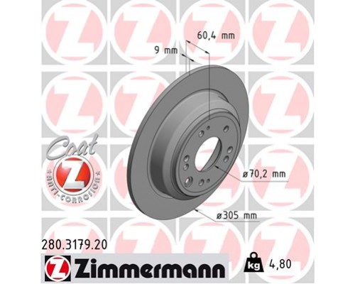 Гальмівний диск ZIMMERMANN 280.3179.20