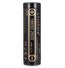 Акумулятор 18650 2600mAh Li-Ion, (2450-2650mah), 3.7V (2.75-4.2V), Blac Liitokala (Lii-26A)