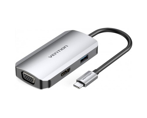 Концентратор Vention USB3.1 Type-C --> HDMI/VGA/USB 3.0/PD 100W Hub 4-in-1 (TOAHB)