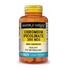 Мінерали Mason Natural Хром Пиколинат 200 мкг, Chromium Picolinate, 100 таблеток (MAV12241)