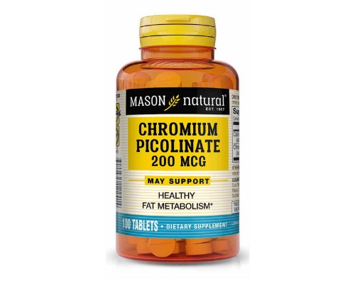 Мінерали Mason Natural Хром Пиколинат 200 мкг, Chromium Picolinate, 100 таблеток (MAV12241)