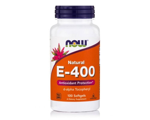 Вітамін Now Foods Вітамін Е, Е-400, 100 желатинових капсул (NF0837)