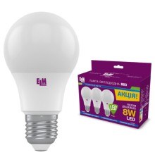 Лампочка ELM B60 8W PA10S E27 4000K 3шт. (18-0187)