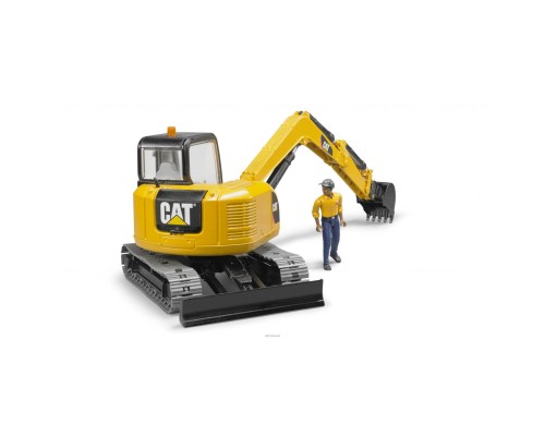 Спецтехніка Bruder Міні-екскаватор Cat з будівельником 1:16 (02466)