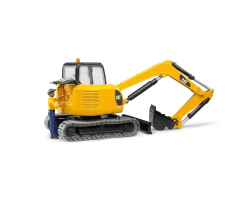 Спецтехніка Bruder Міні-екскаватор Cat з будівельником 1:16 (02466)