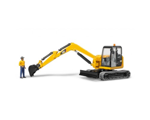 Спецтехніка Bruder Міні-екскаватор Cat з будівельником 1:16 (02466)