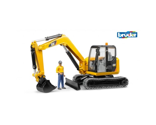 Спецтехніка Bruder Міні-екскаватор Cat з будівельником 1:16 (02466)