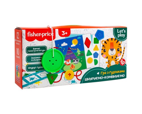 Розвиваюча іграшка Vladi Toys Гра з ґудзиками Fisher Price Шнуруємо-комбінуємо (укр) (VT2905-24)