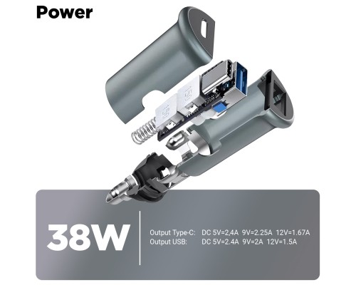 Зарядний пристрій Armorstandart Car USB Type-C PD20W + USB QC 3.0 Grey (ARM65439) Зарядний пристрій Armorstandart Car USB Type-C PD20W + USB QC 3.0 Grey (ARM65439)