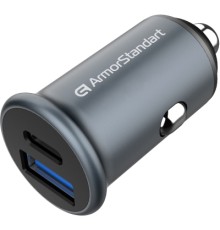 Зарядний пристрій Armorstandart Car USB Type-C PD20W + USB QC 3.0 Grey (ARM65439)