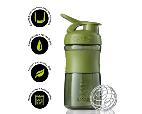 Шейкер спортивний BlenderBottle SportMixer 20oz/590ml Moss Green (SM 20oz Moss Green)