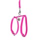 Шлея для собак WAUDOG Glamour з повідцем шкіряна Ш 12 мм А 25-33 см В 35-43 см рожева (34007)