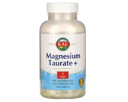 Мінерали KAL Таурат Магнію 400 мг, Magnesium Taurate+, 180 Таблеток (CAL-61832)
